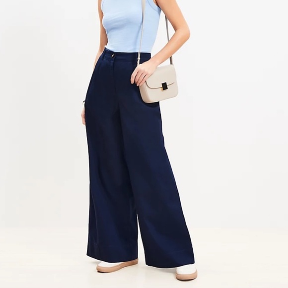 LOFT Petite Poplin Wide Leg Pants 0P - Picture 1 of 5